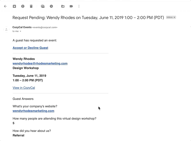 Accepting or declining events manually
