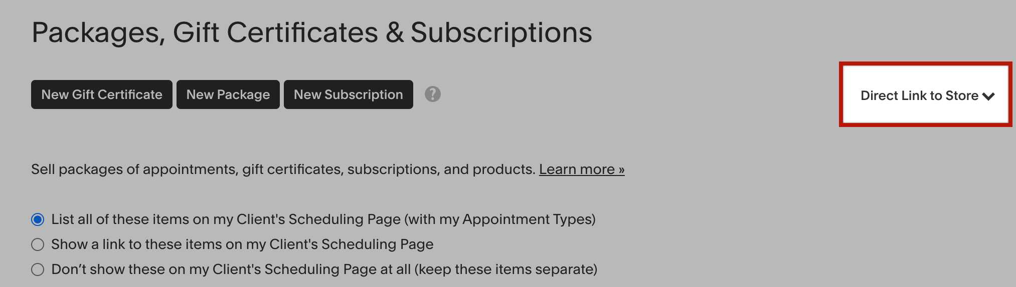 Acuity Scheduling packages