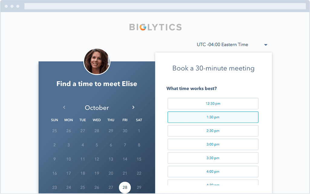 HubSpot Meeting Tool booking page