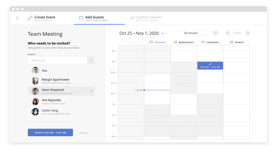 Calendar booking page