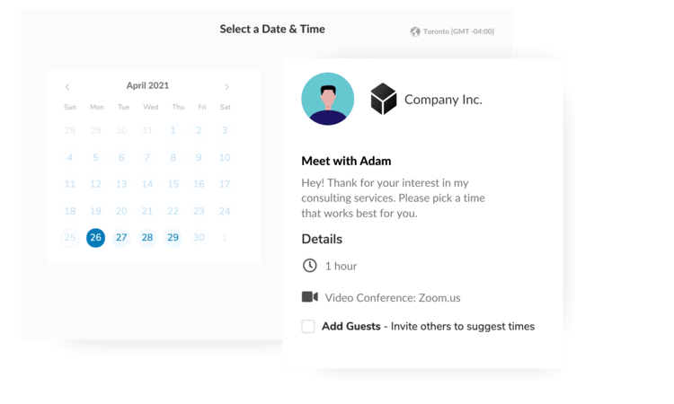 CalendarHero booking page