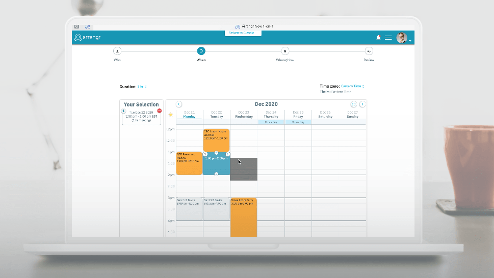 Arrangr booking page
