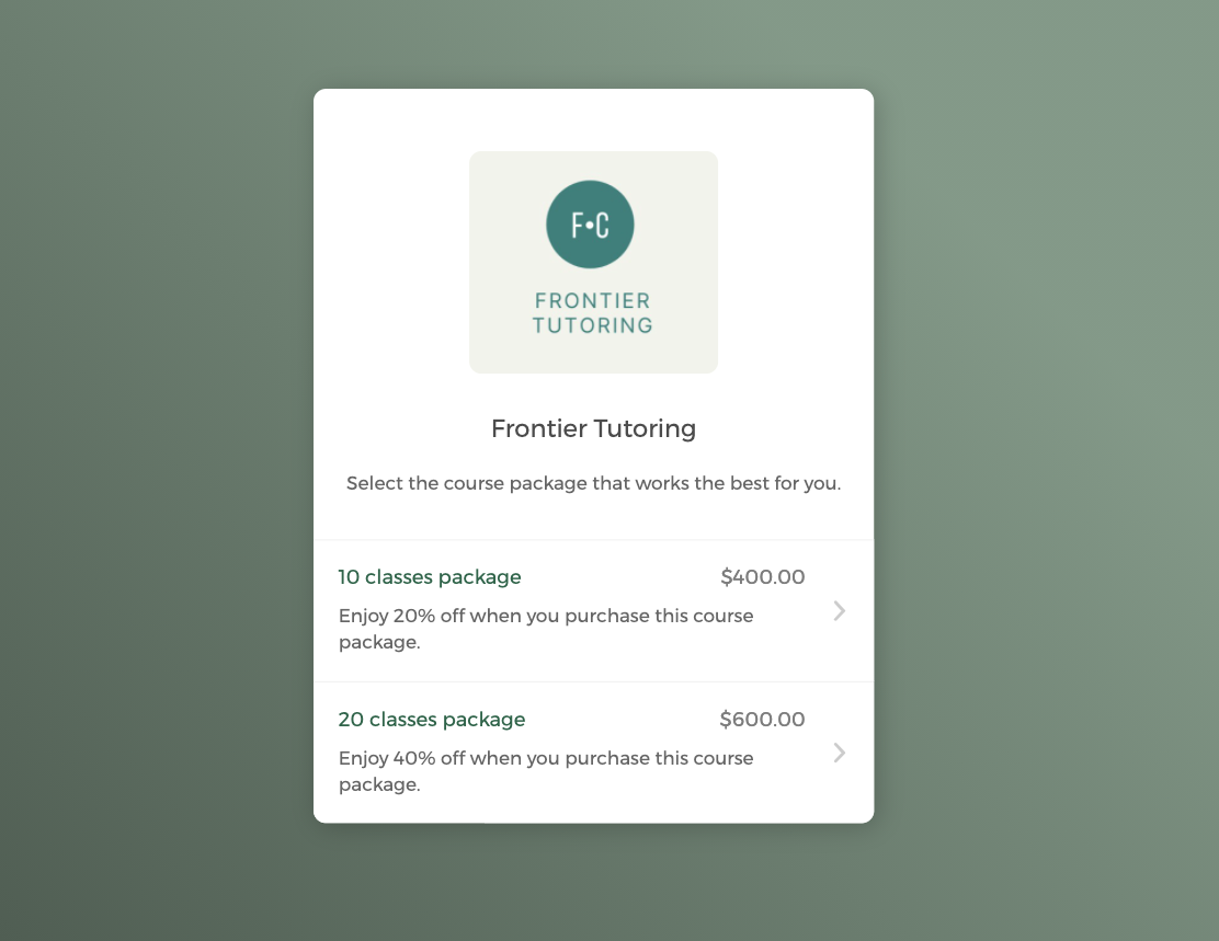 Create separate booking pages for packages
