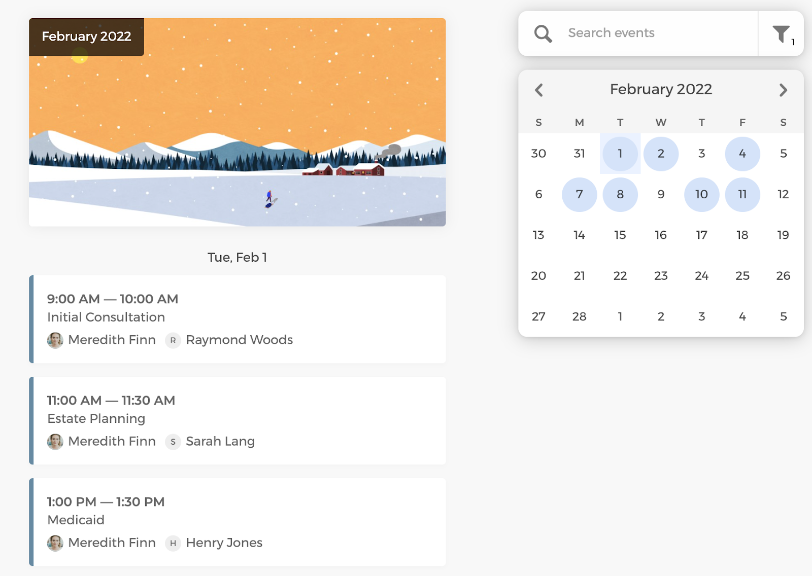 You can view booked events easily in CozyCal