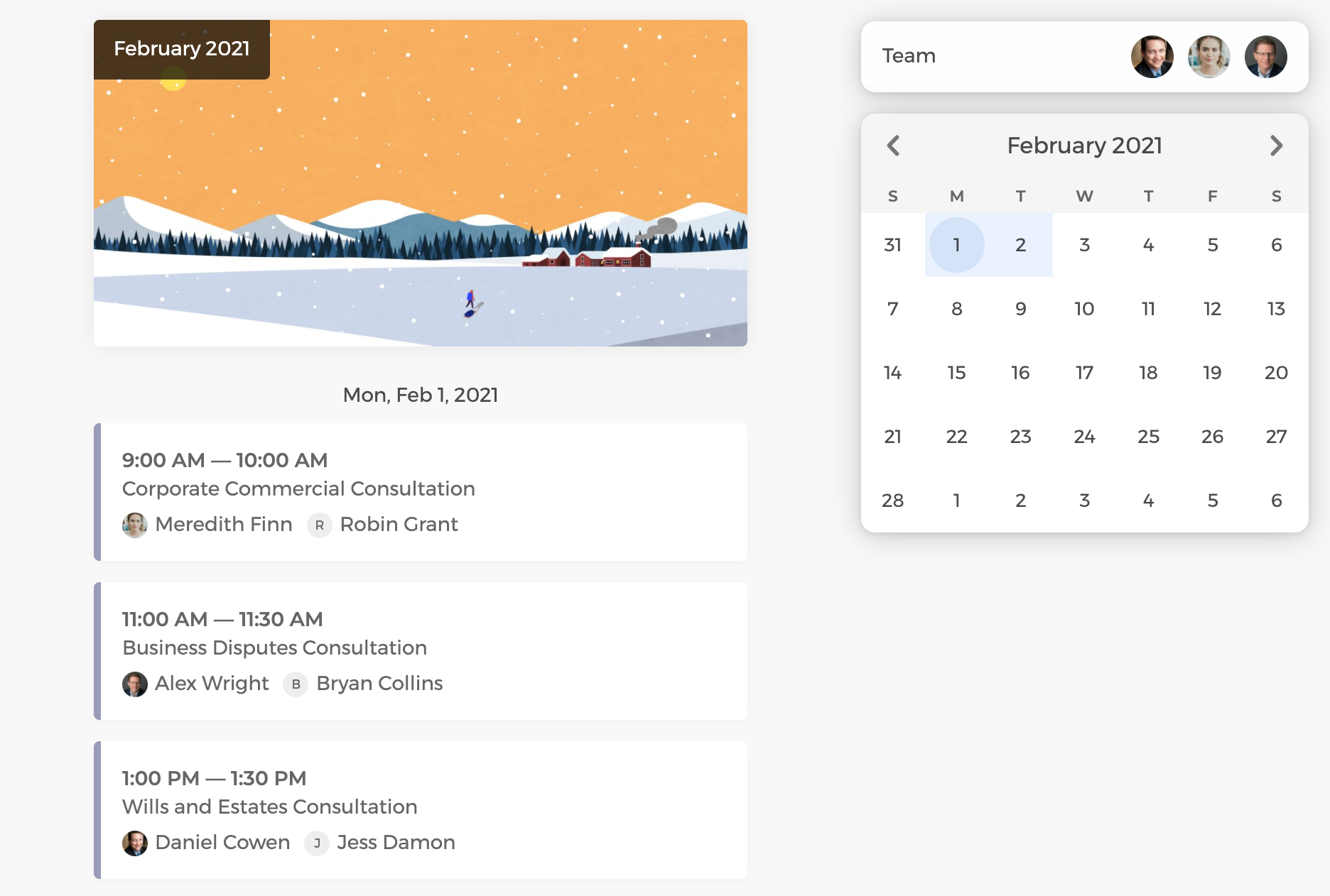 CozyCal team scheduling - view scheduled events across the team