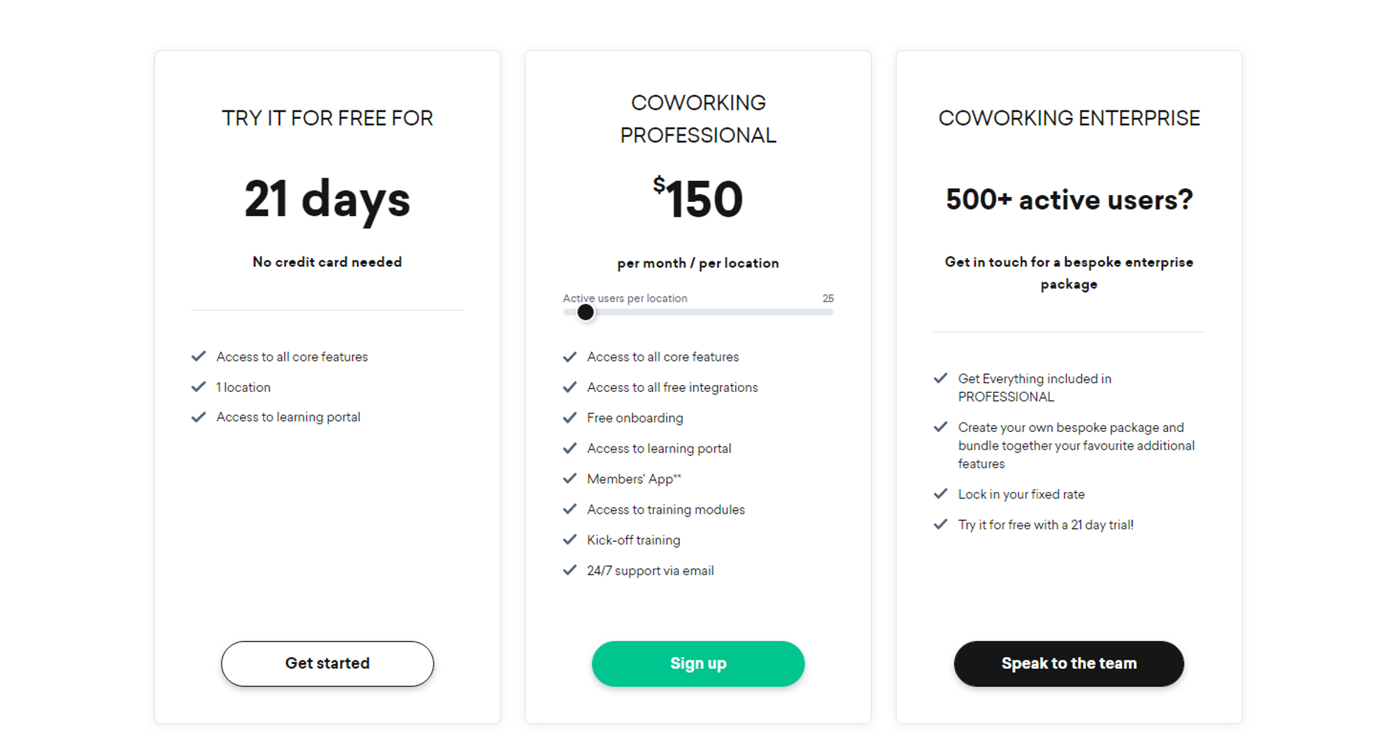 Nexudus coworking space booking tool pricing