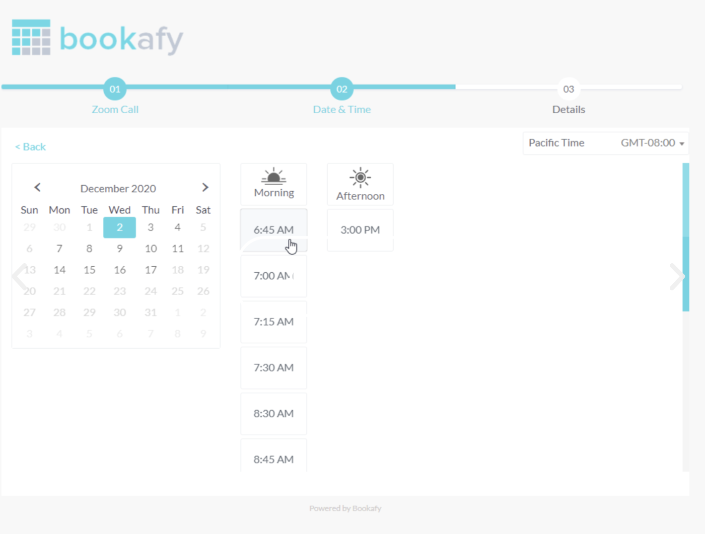 Bookafy scheduling tool