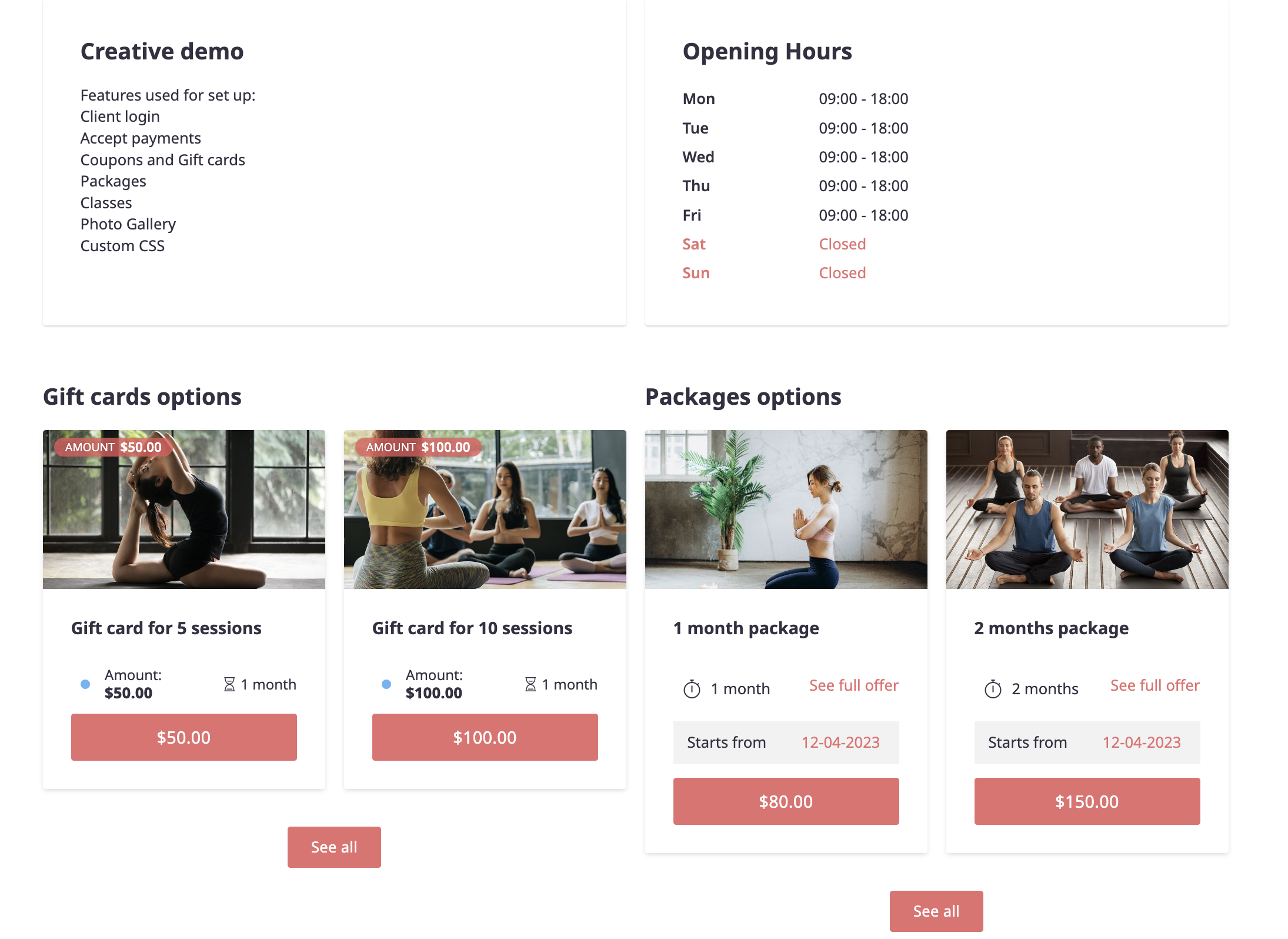 SimplyBook.me's scheduling webpage template