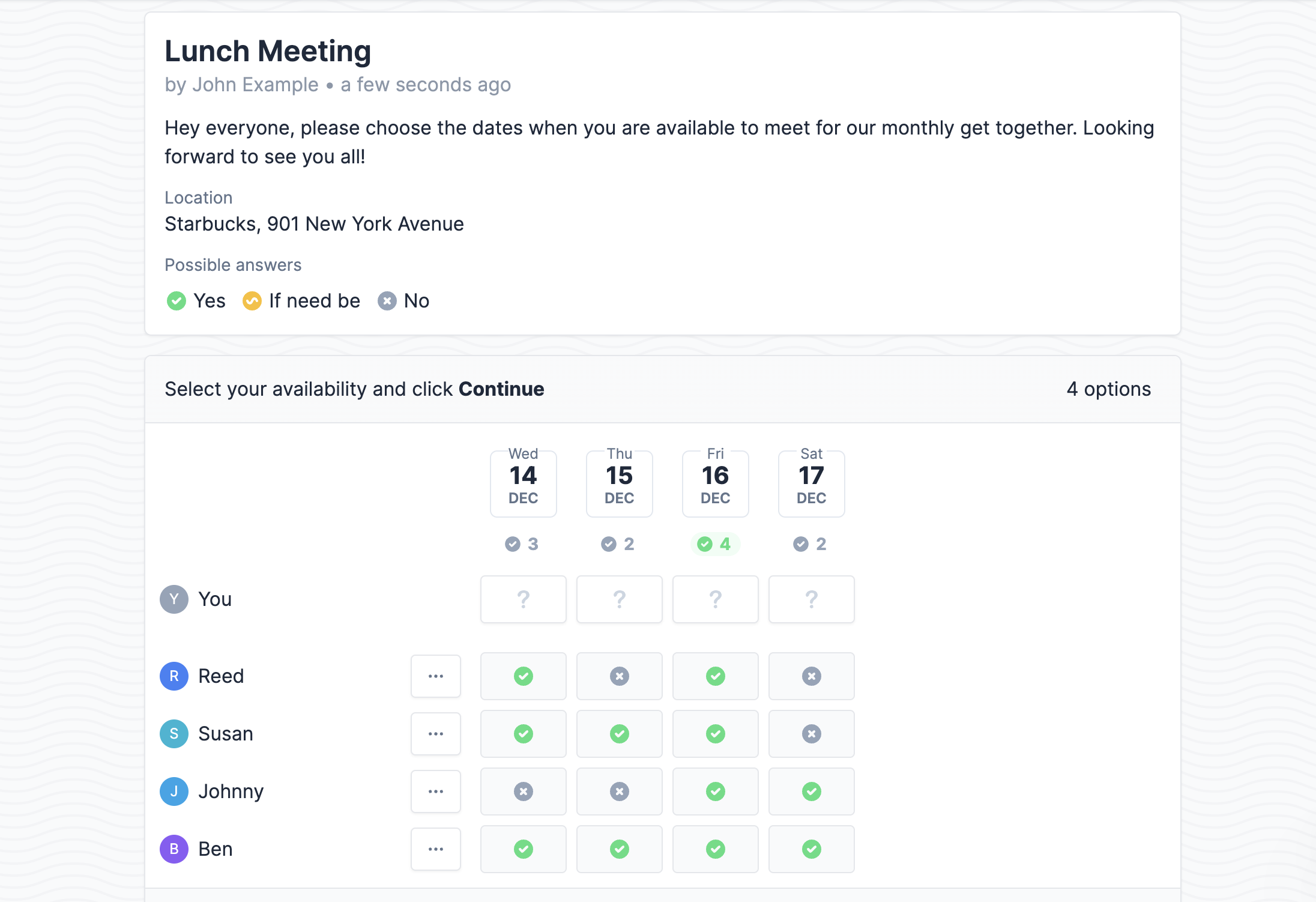 Rallly is a free group meeting scheduler