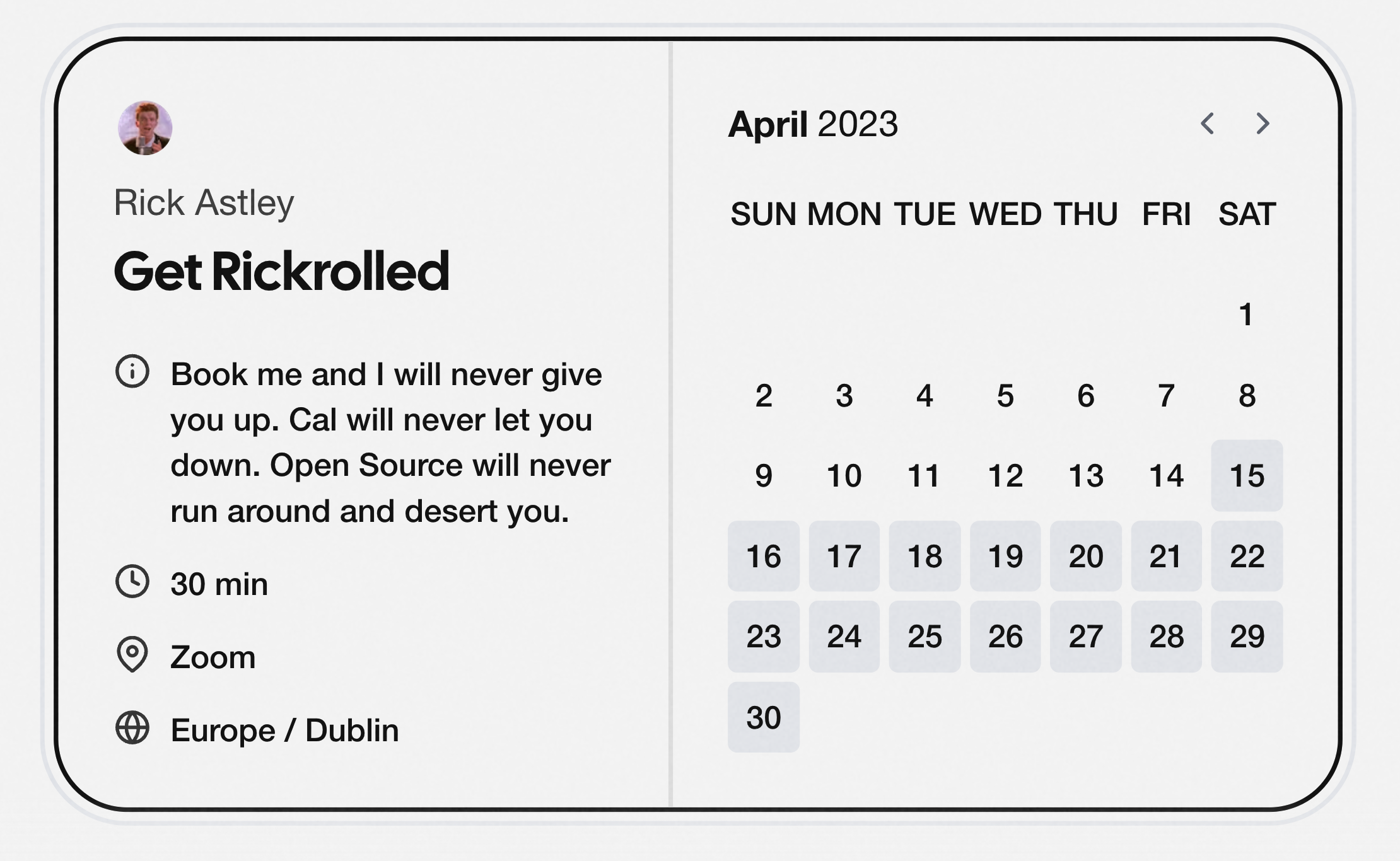 Cal.com booking page