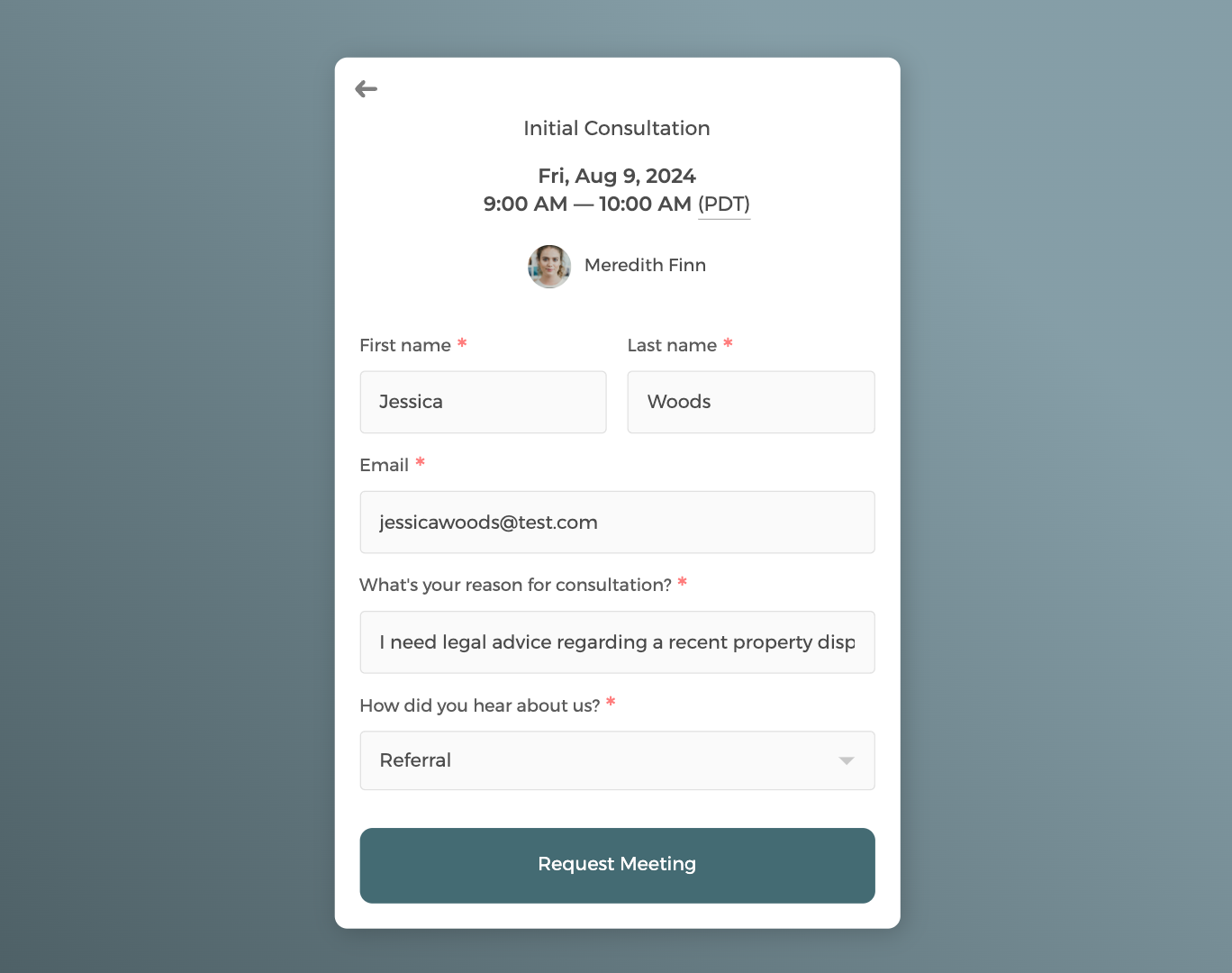 You can use the intake form to screen booking requests
