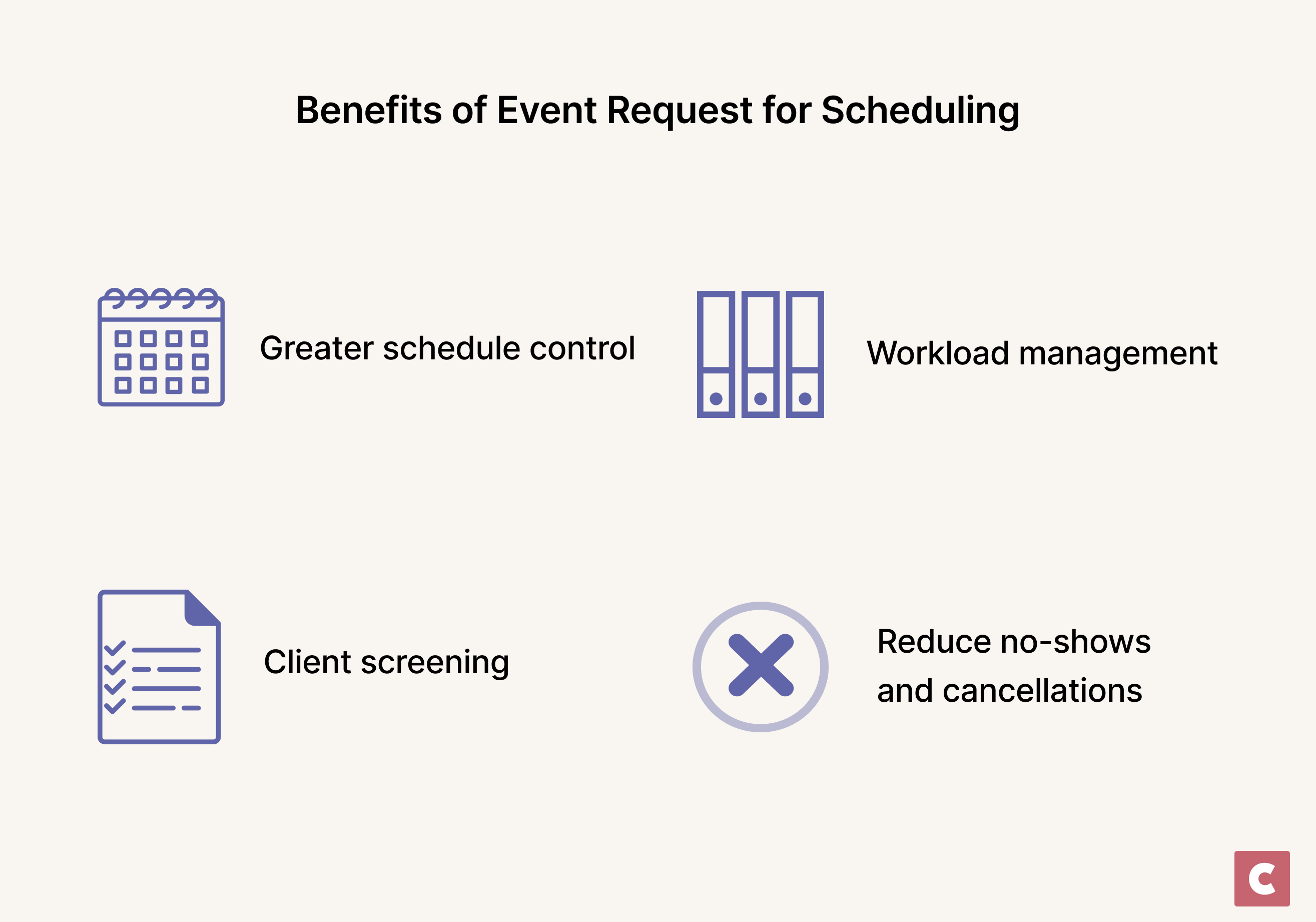 Use CozyCal's feature request feature to control bookings