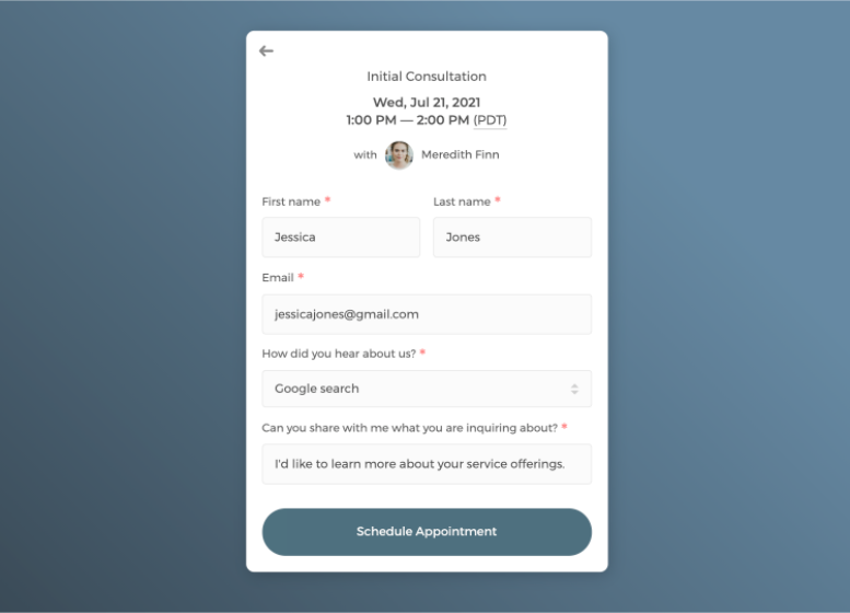 Add different question types to collect client information