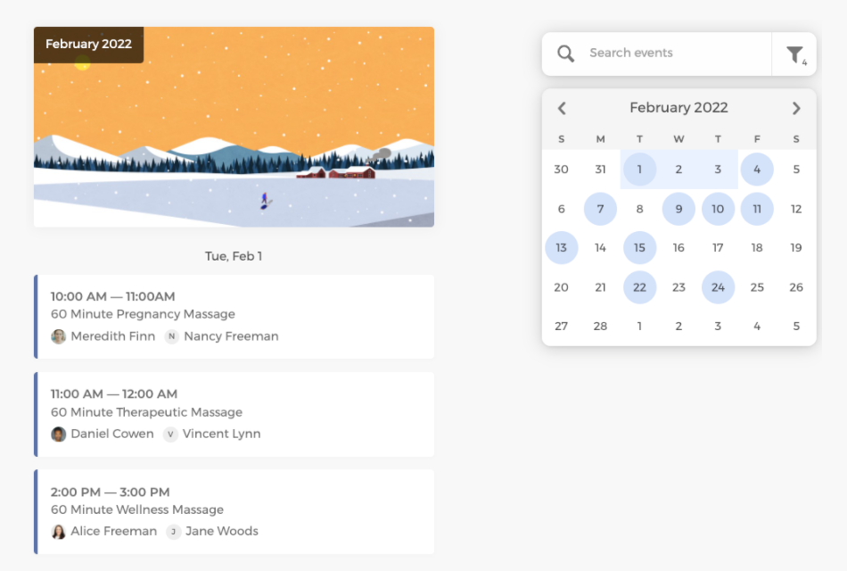 Get a bird's eye-view of scheduled events across the team