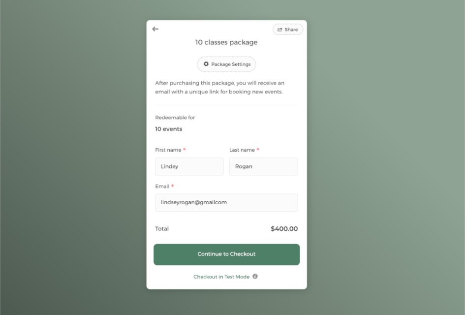 Sell individual sessions or bundled services in packages and accept payments securely online