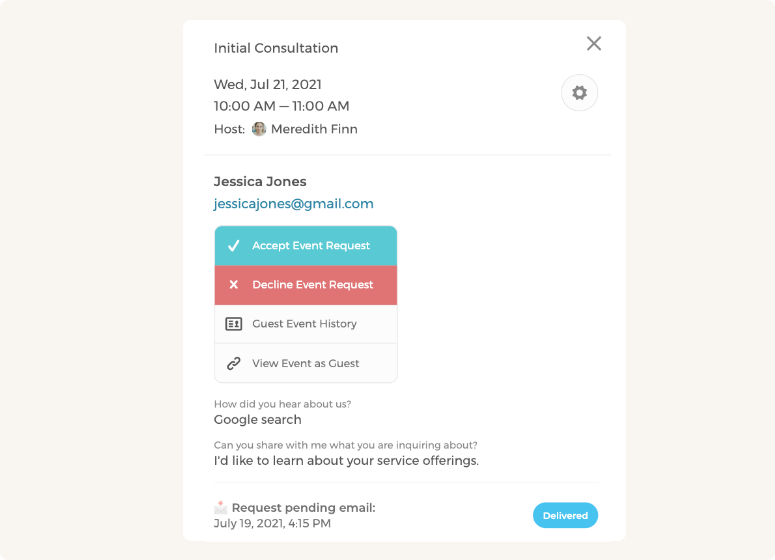 Enable event requests to manually approve meetings