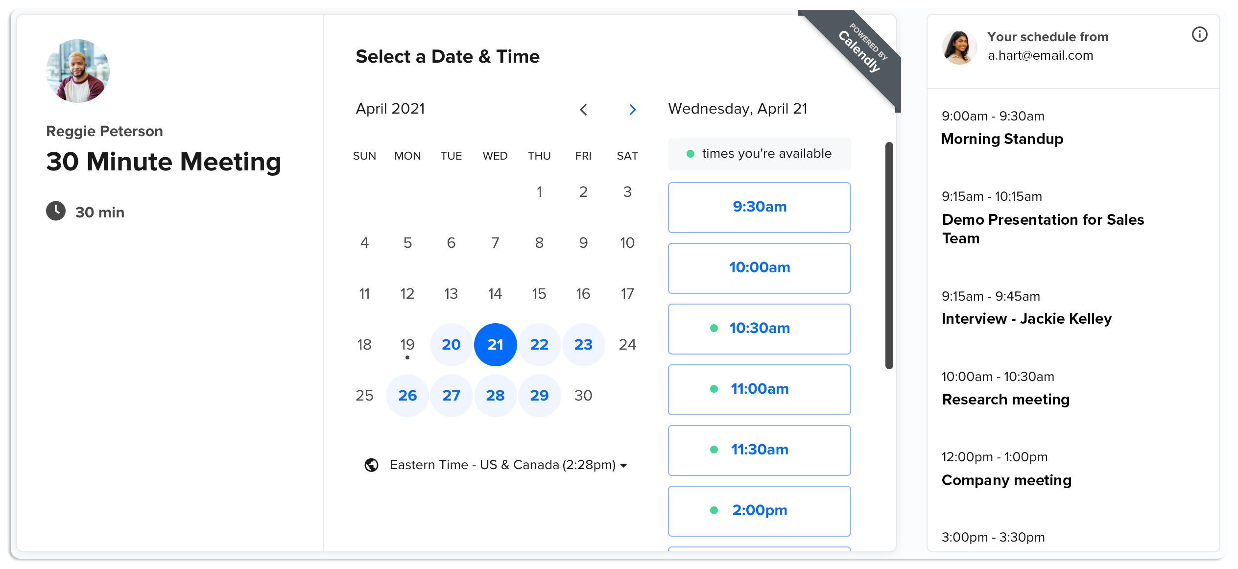 Calendly is a simple, well-recognized scheduling tool