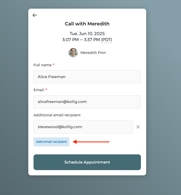 Add additional guest emails on the intake form
