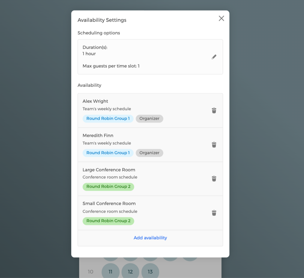 CozyCal supports creating multiple round-robin groups for group scheduling