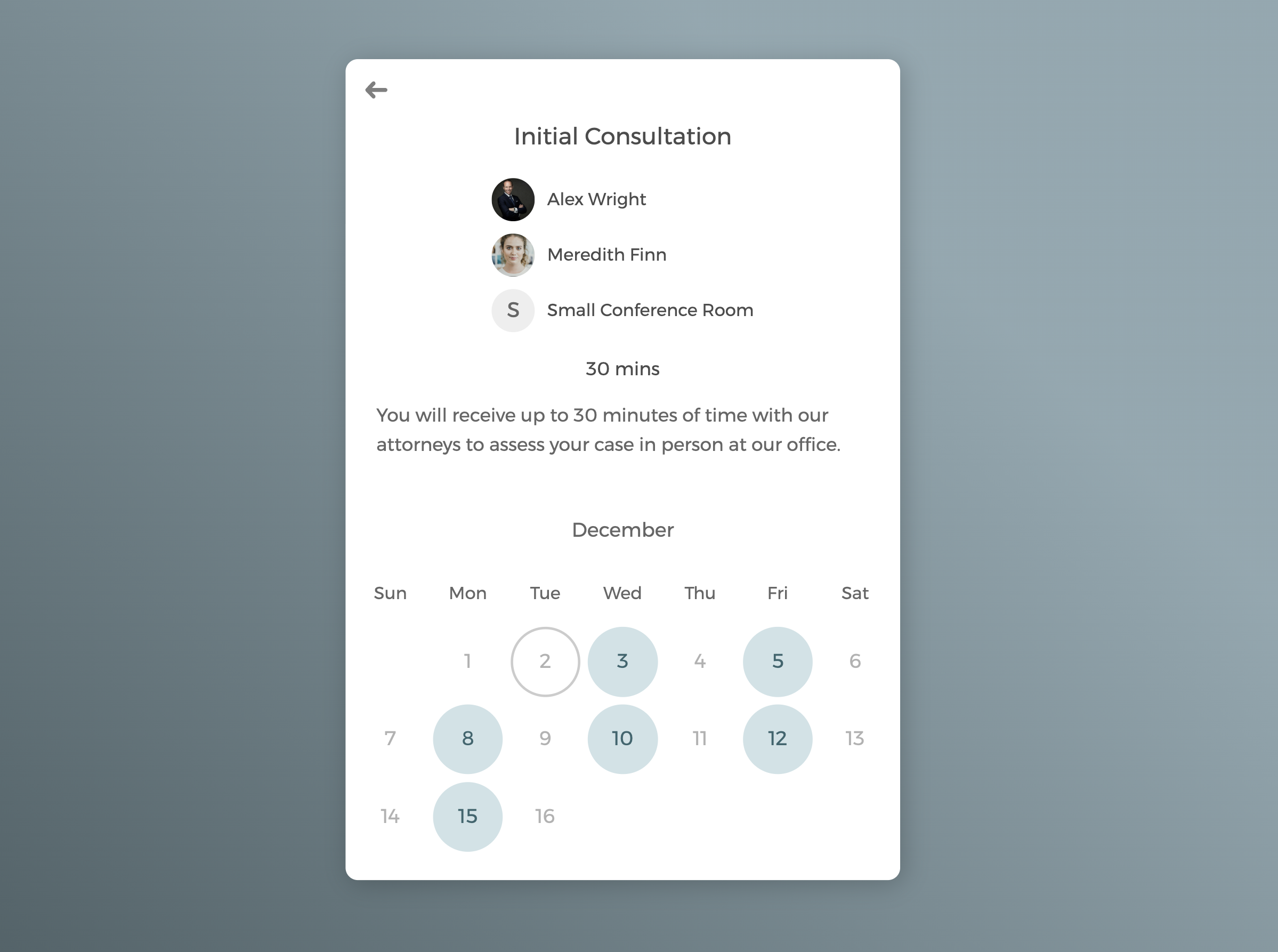 Law Firms and legal professionals can create a fully white-label scheduling flow